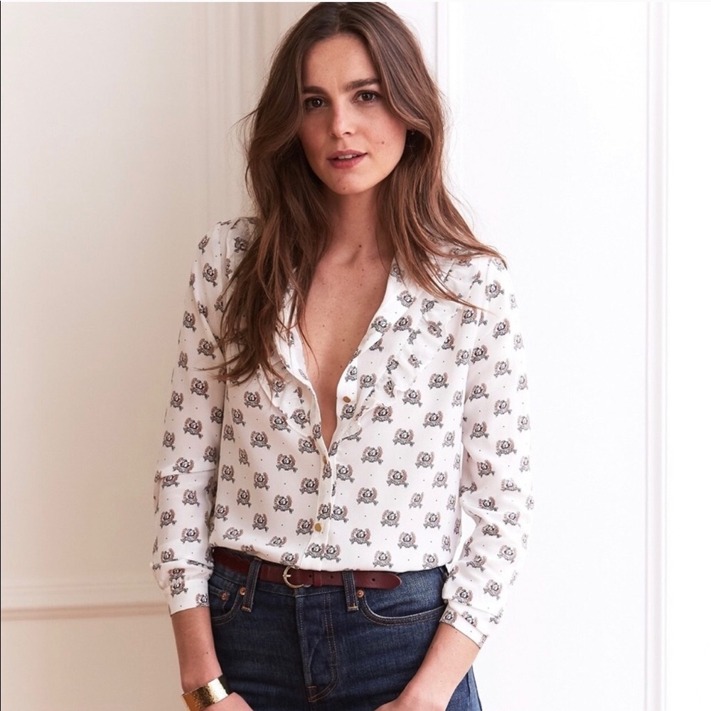 Sézane 100% Silk Leo Blouse